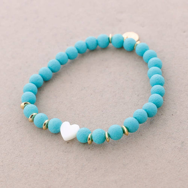 Nacar Heart Beads Elastic Bracelet