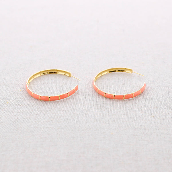 5Cm Enamel Steel Hoop Earrings