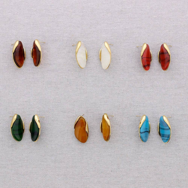 Steel Earrings Irregular Shape Resin