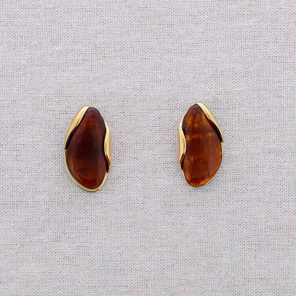 Steel Earrings Irregular Shape Resin
