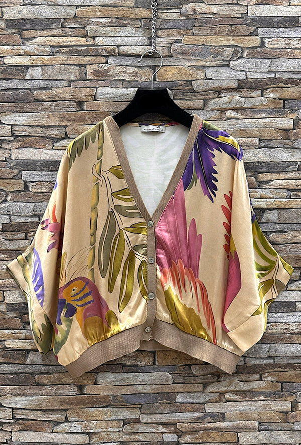 Silk Effect Printed Cardigan