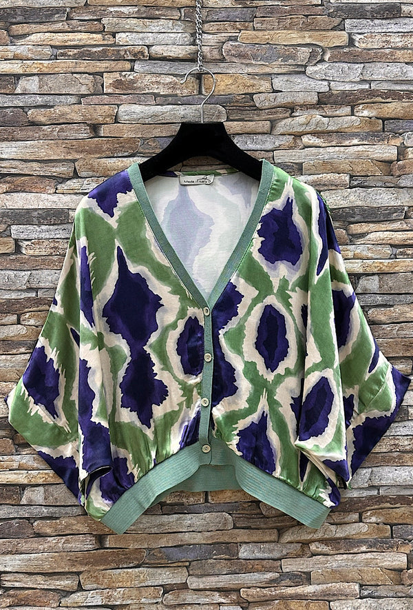 Silk Effect Printed Cardigan