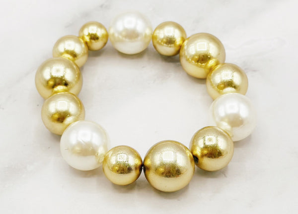 Golden Ball & Pearl Bracelet