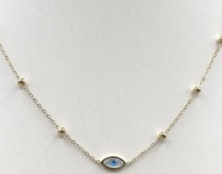 Evil Eye necklace w detailed gold chain