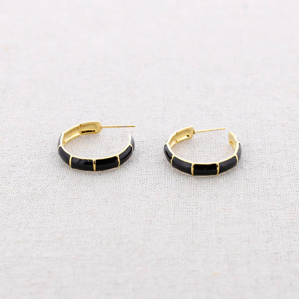 2.7 Cm Enamel Steel Hoop Earrings