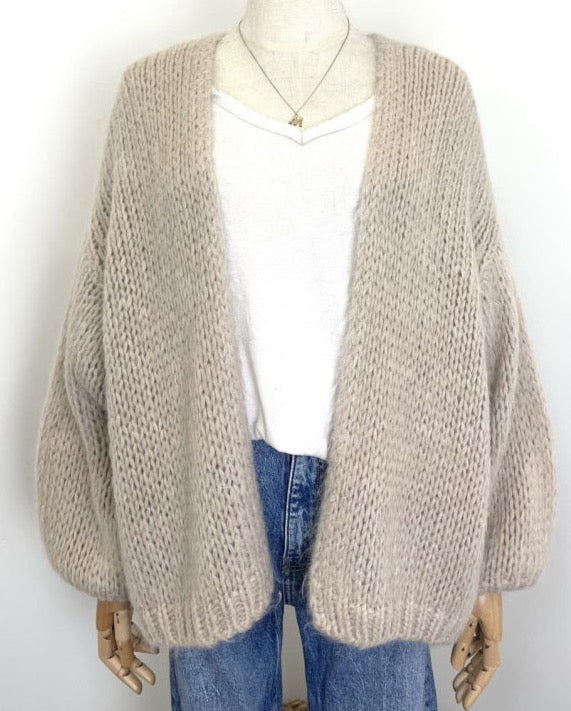 Mohair balloon sleeve cardigan