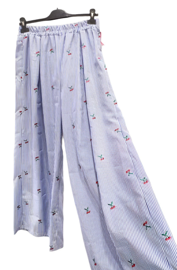 stripe pants with cherry  details