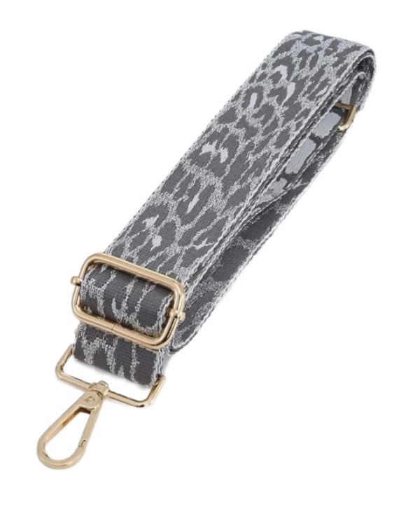 Grey/Silver Leopard print bag strap