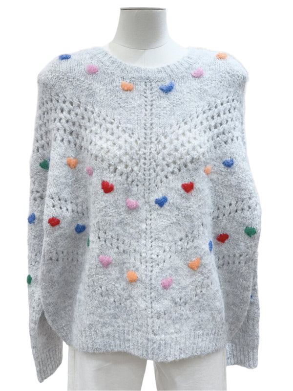 Light Grey Sweater w/Coloured Heart