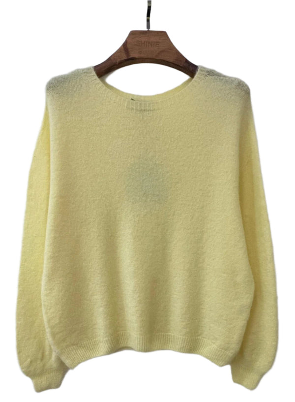 Plain seamless round neck sweater