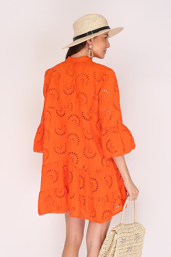 Block Colour Embroidery Dress