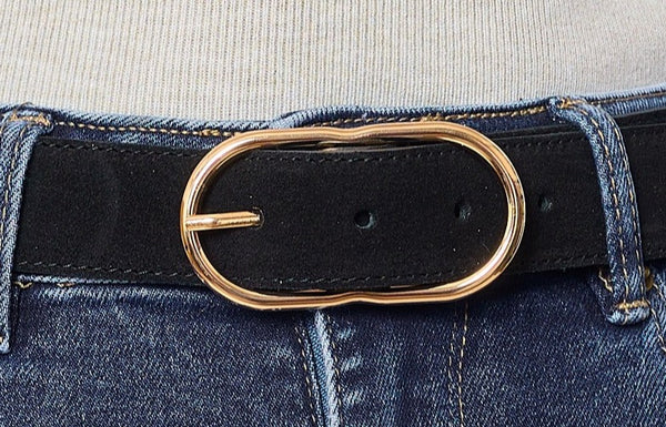 black leather suede belt