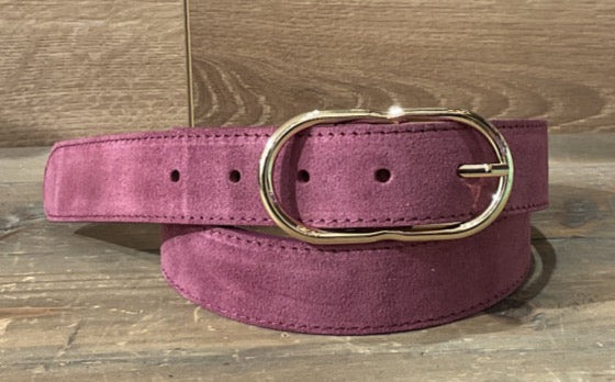 Pink suede leather belt