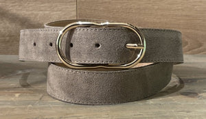 Taupe suede leather belt