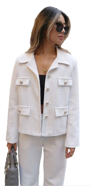 White Tweed Cotton Jacket