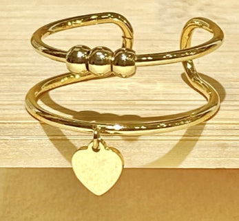 Double band with heart charm