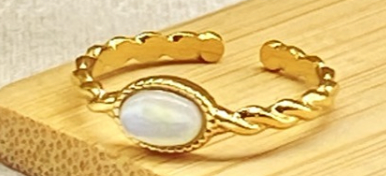 Rope ring with white stone