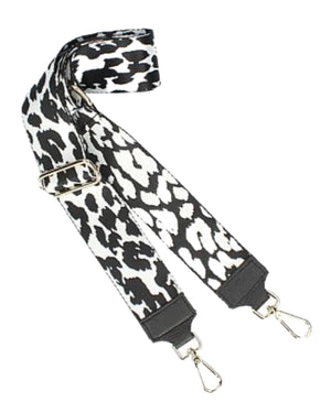 Black and white panther print bag strap